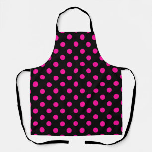 Zwarte achtergrond Roze polka stippen Schort