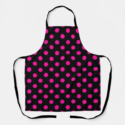 Zwarte achtergrond Roze polka stippen Schort (Voorkant)