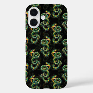 Zwarte Achtergrond Slang Patroon Ontwerp iPhone 16 Hoesje