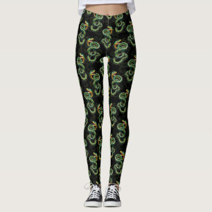 Zwarte Achtergrond Slang Patroon Ontwerp Leggings