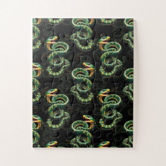 Zwarte Achtergrond Slang Patroon Ontwerp Legpuzzel (Verticaal)