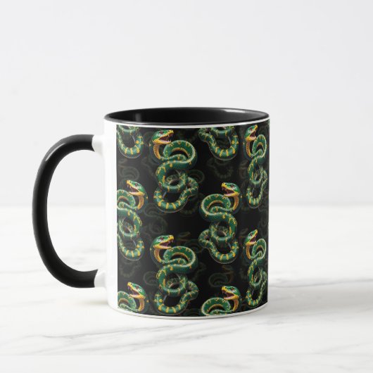 Zwarte Achtergrond Slang Patroon Ontwerp Mok (Links)