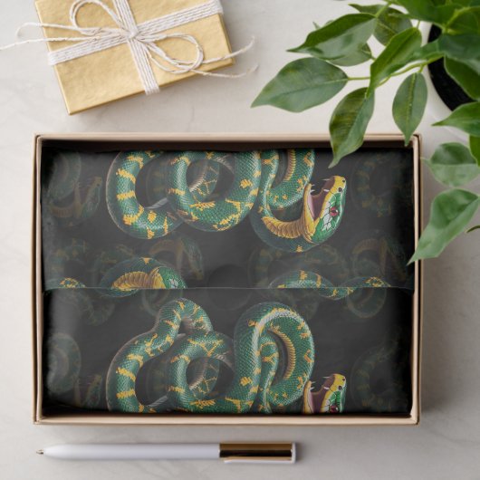 Zwarte Achtergrond Slang Patroon Ontwerp Tissuepapier (Geschenk)