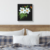 Zwarte achtergrond Tulpen en Daffodils Flowers Canvas Afdruk (Insitu (Slaapkamer))