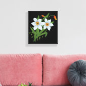 Zwarte achtergrond Tulpen en Daffodils Flowers Canvas Afdruk (Insitu (Woonkamer))