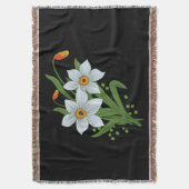Zwarte achtergrond Tulpen en Daffodils Flowers Deken (Voorkant Verticaal)