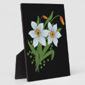 Zwarte achtergrond Tulpen en Daffodils Flowers Fotoplaat (Zijkant)