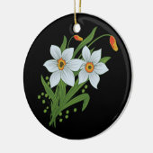 Zwarte achtergrond Tulpen en Daffodils Flowers Keramisch Ornament (Links)