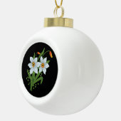 Zwarte achtergrond Tulpen en Daffodils Flowers Keramische Bal Ornament (Rechts)