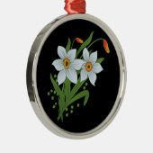 Zwarte achtergrond Tulpen en Daffodils Flowers Metalen Ornament (Rechts)