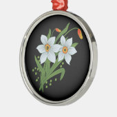 Zwarte achtergrond Tulpen en Daffodils Flowers Metalen Ornament (Links)