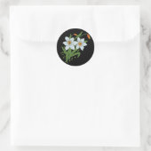 Zwarte achtergrond Tulpen en Daffodils Flowers Ronde Sticker (Tas)
