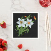 Zwarte achtergrond Tulpen en Daffodils Flowers Servetten (Insitu)