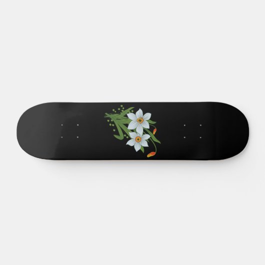 Zwarte achtergrond Tulpen en Daffodils Flowers Skateboard (Horizontaal)