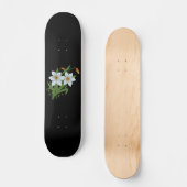 Zwarte achtergrond Tulpen en Daffodils Flowers Skateboard (Voorkant)
