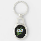 Zwarte achtergrond Tulpen en Daffodils Flowers Sleutelhanger (Voorkant)