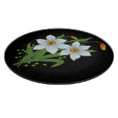 Zwarte achtergrond Tulpen en Daffodils Flowers Snijplank (Hoek)