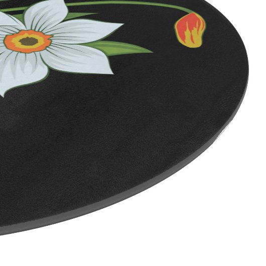 Zwarte achtergrond Tulpen en Daffodils Flowers Snijplank (Hoek)