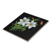 Zwarte achtergrond Tulpen en Daffodils Flowers Tegeltje (Zijkant)