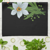 Zwarte achtergrond Tulpen en Daffodils Flowers Theedoek (Gevouwen)