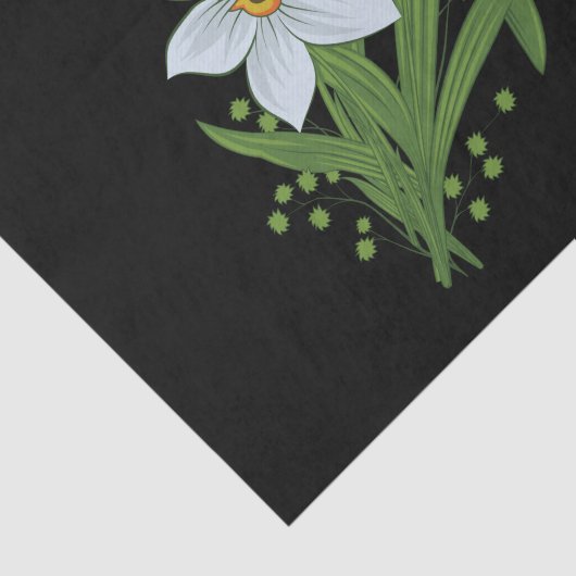 Zwarte achtergrond Tulpen en Daffodils Flowers Tissuepapier (Detail)