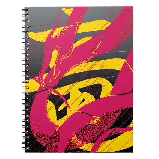 Zwarte Achtergrond van de Draak van de Draak van Notitieboek (Voorkant)