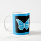 Zwarte achtergrond van elegant Blue Butterfly Koffiemok (Links)