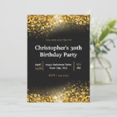 Zwarte achtergrond van Elegant Gold Confetti | Geb Kaart (Staand voorkant)