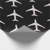 Zwarte achtergrond van Funky Grey Plane Pilot Avia Cadeaupapier (Hoek)