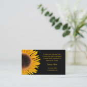 Zwarte achtergrond van gele zonnebloem Land Rustis Contactkaartje (Staand voorkant)