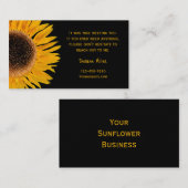 Zwarte achtergrond van gele zonnebloem Land Rustis Contactkaartje (Voorkant / Achterkant)