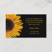 Zwarte achtergrond van gele zonnebloem Land Rustis Contactkaartje (Voorkant)