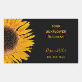 Zwarte achtergrond van gele zonnebloem Land Rustis Rechthoekige Sticker (Voorkant)