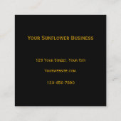 Zwarte achtergrond van gele zonnebloem Land Rustis Vierkante Visitekaartje (Achterkant)