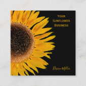 Zwarte achtergrond van gele zonnebloem Land Rustis Vierkante Visitekaartje (Voorkant)