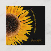 Zwarte achtergrond van gele zonnebloem Land Rustis Vierkante Visitekaartje (Voorkant)