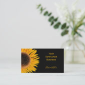 Zwarte achtergrond van gele zonnebloem Land Rustis Visitekaartje (Staand voorkant)