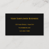 Zwarte achtergrond van gele zonnebloem Land Rustis Visitekaartje (Achterkant)