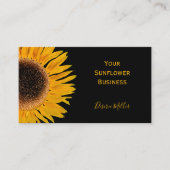 Zwarte achtergrond van gele zonnebloem Land Rustis Visitekaartje (Voorkant)