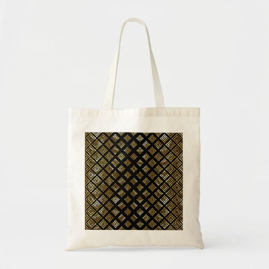 Zwarte achtergrond van gouden geometrische vormen tote bag (Voorkant)