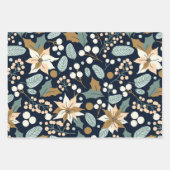 Zwarte achtergrond van Poinsettia plaid Inpakpapier Vel (Voorkant 2)