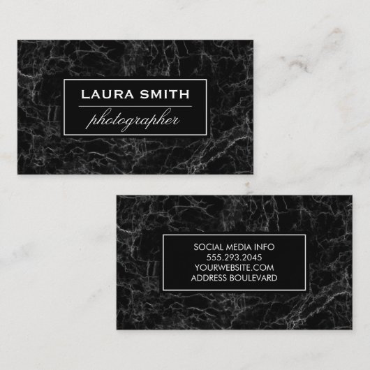 Zwarte achtergrond visitekaartje (Voorkant / Achterkant)