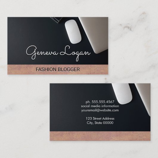 Zwarte achtergrond werkruimte | Textuur Visitekaartje (Voorkant / Achterkant)