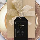 Zwarte achtergrond Wit Elegant Script Dank u Cadeaulabel