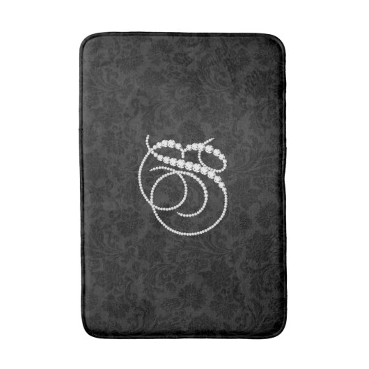 Zwarte achtergrond Witte diamanten B Badmat (Voorkant Verticaal)