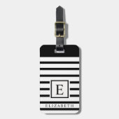 zwarte achtergrond witte gestreepte lijnen bagagelabel (Voorkant verticaal)