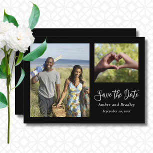 Zwarte Achtergrond Witte QR Code Save the Date  Kaart