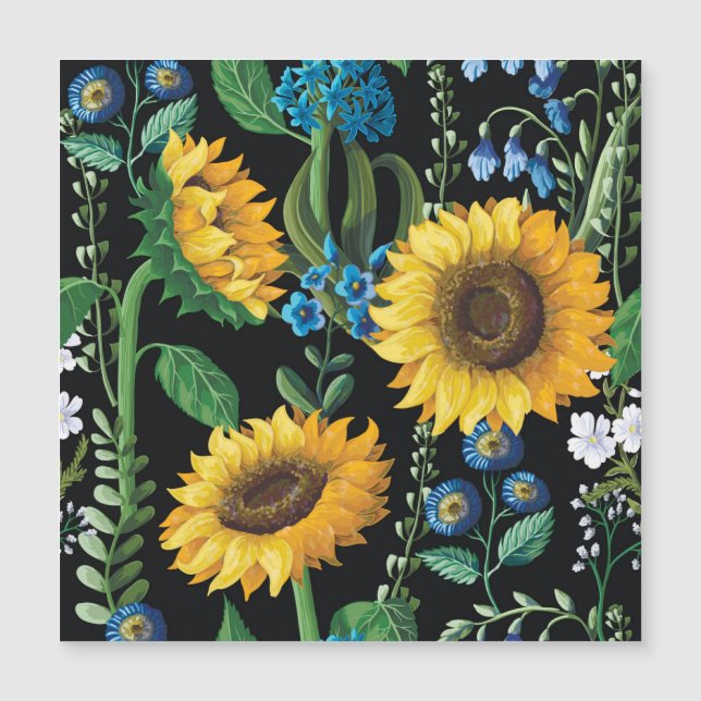 Zwarte achtergrond zonnebloem patroon (Voorkant)