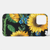Zwarte achtergrond zonnebloem patroon Case-Mate iPhone case (Achterkant (horizontaal))