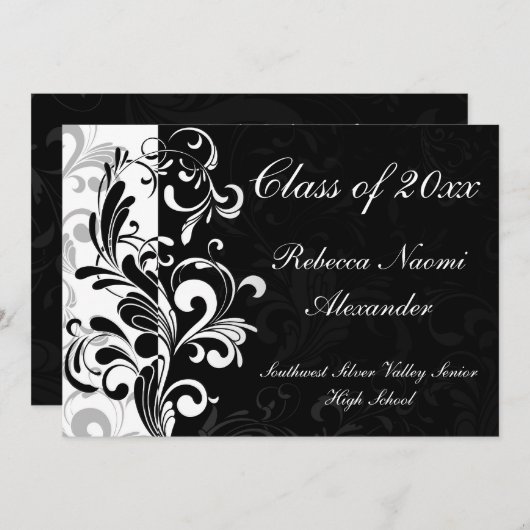 Zwarte achtergrondbekendmaking Afstuderen scrollen Kaart (Voorkant / Achterkant)